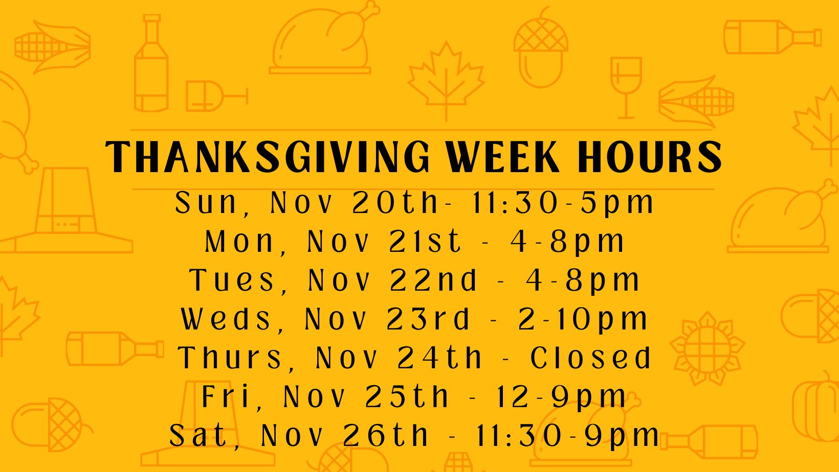 Read more about the article Thanksgiving week hours