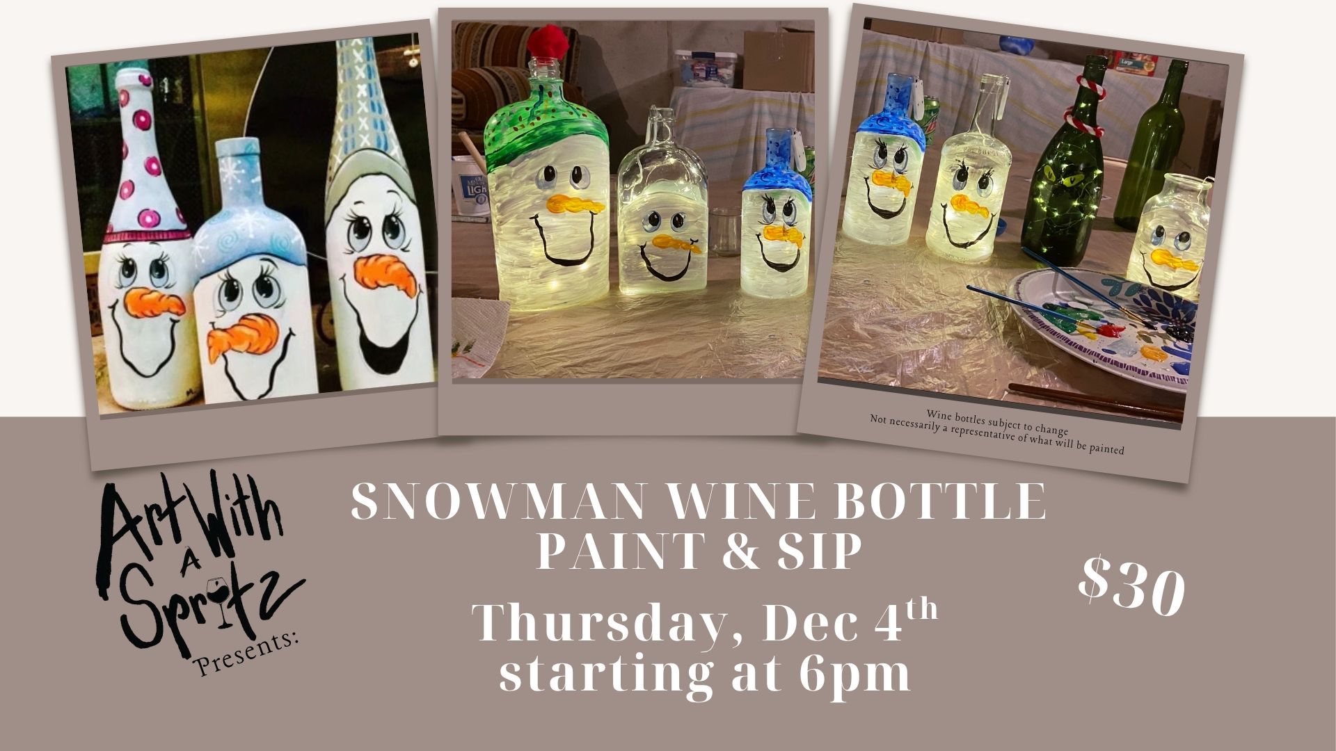 Snowman Wine Bottle Painting